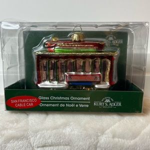 Kurt Adler San Francisco California Cable Car Glass Christmas Ornament 6 inches